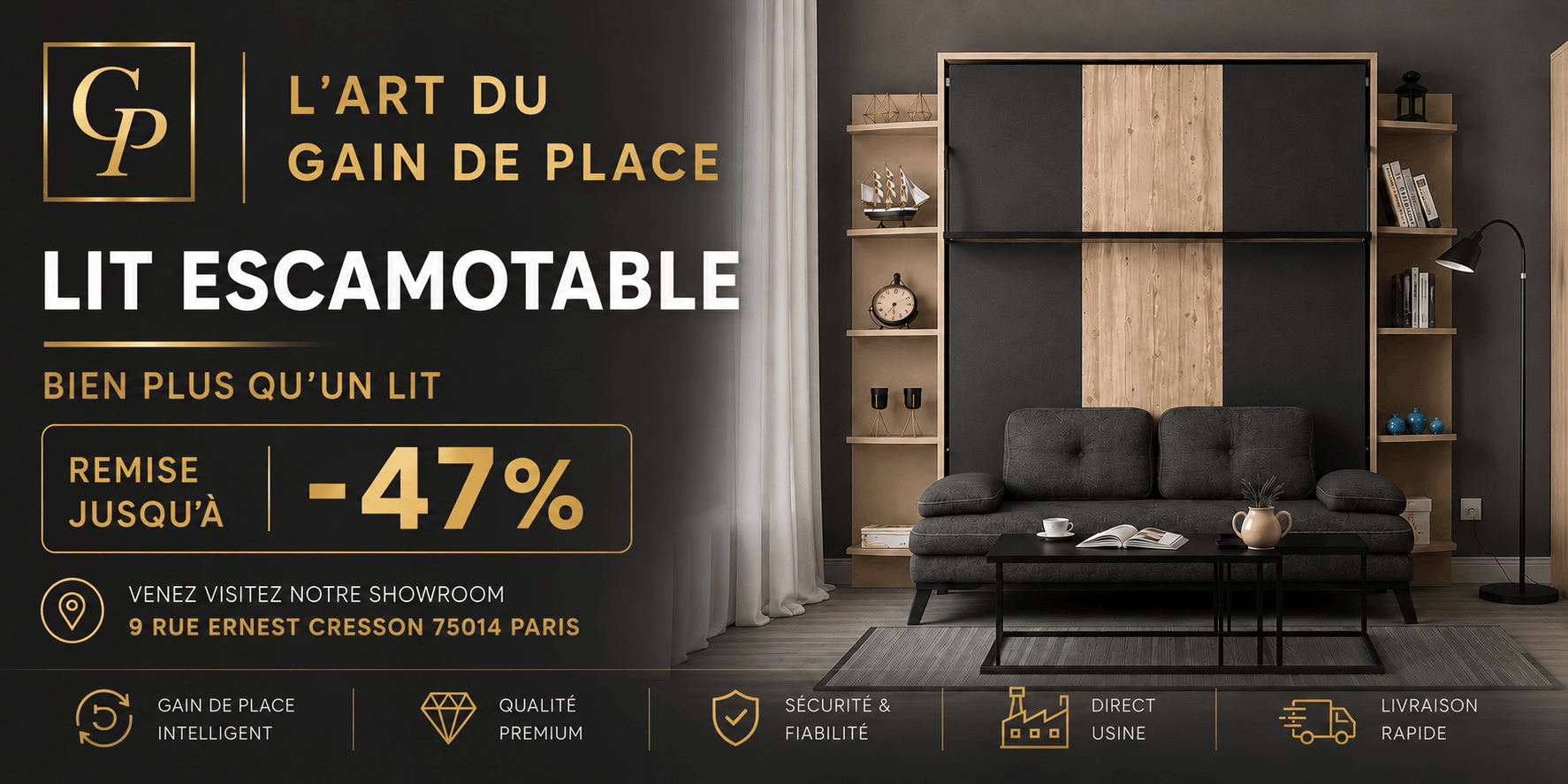 Lit escamotable Gainplus Paris