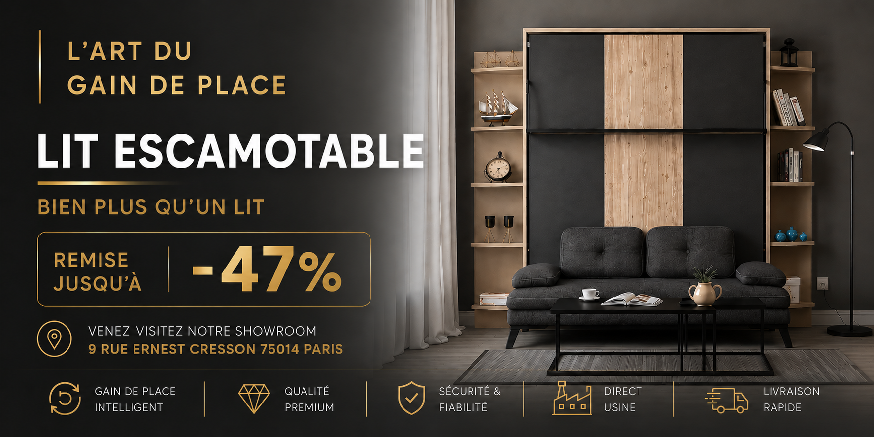 Gainplus Lit escamotable