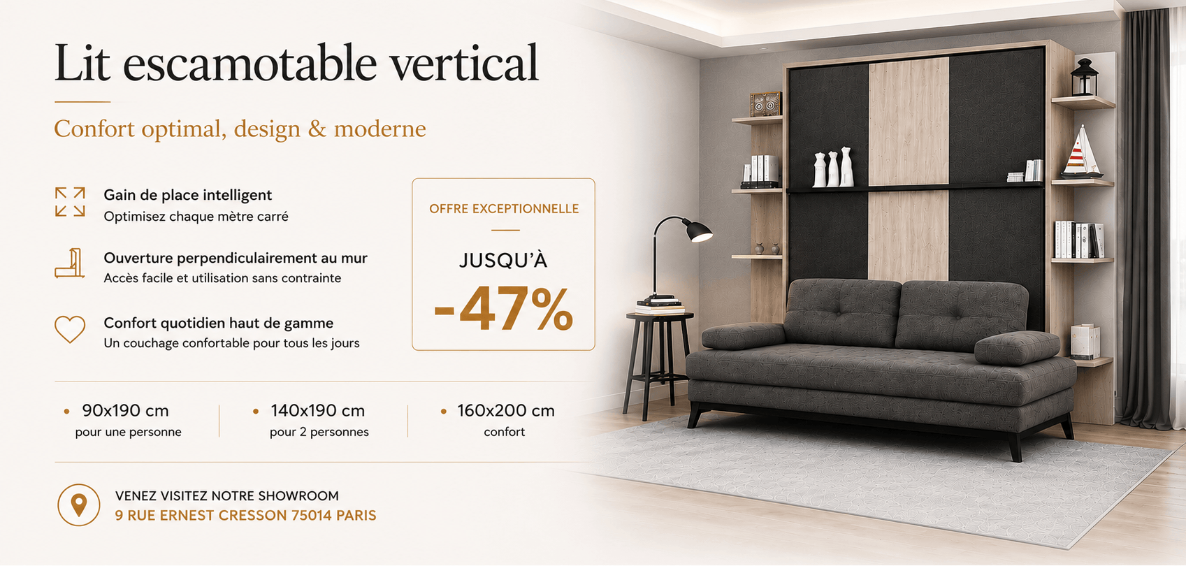 lit escamotable vertical gainplus