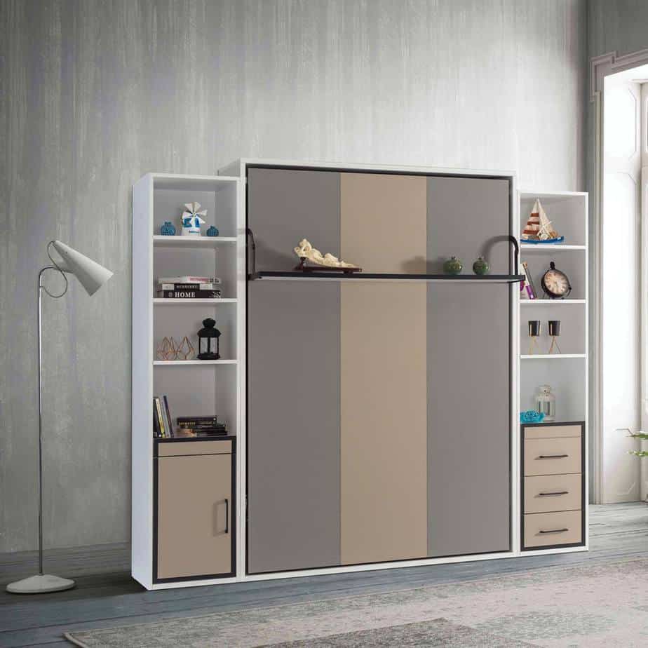 Lit escamotable verticale 2 places Smart étagère servant de pieds