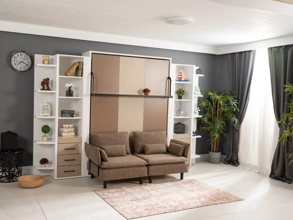 Lit escamotable verticale 2 places Smart avec armoire colonne