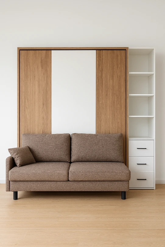 Lit escamotable verticale 2 places Smart étagères multiple