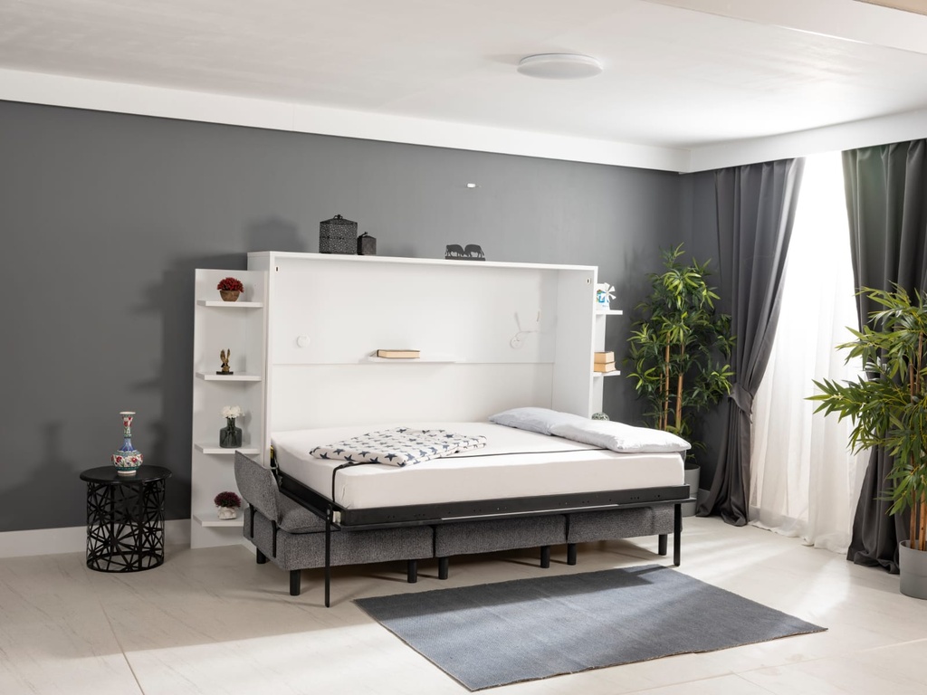 Lit escamotable horizontal 2 places déplié