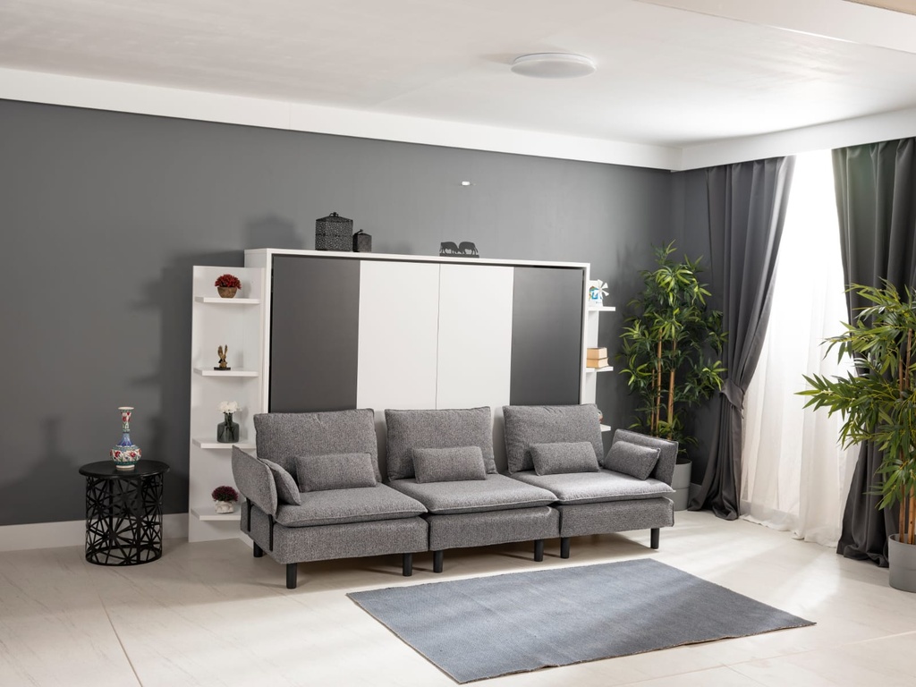 Lit escamotable horizontal 2 places avec canapés 3 places