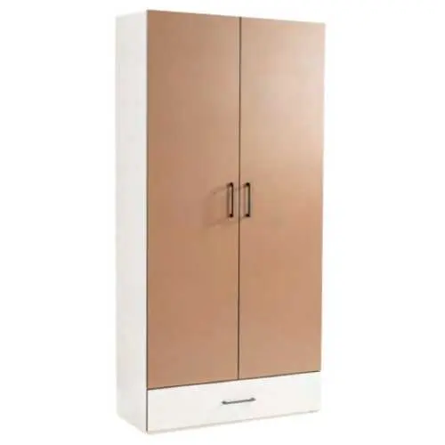 Armoire 2 portes avec tiroir en bas (Cadre Cappuccino, Façade Anthracite, Livraison Île de France incluse)