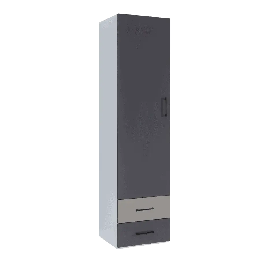 Armoire colonne verticale avec tiroirs (Cadre Cappuccino, Façade Anthracite, Livraison Île de France incluse)