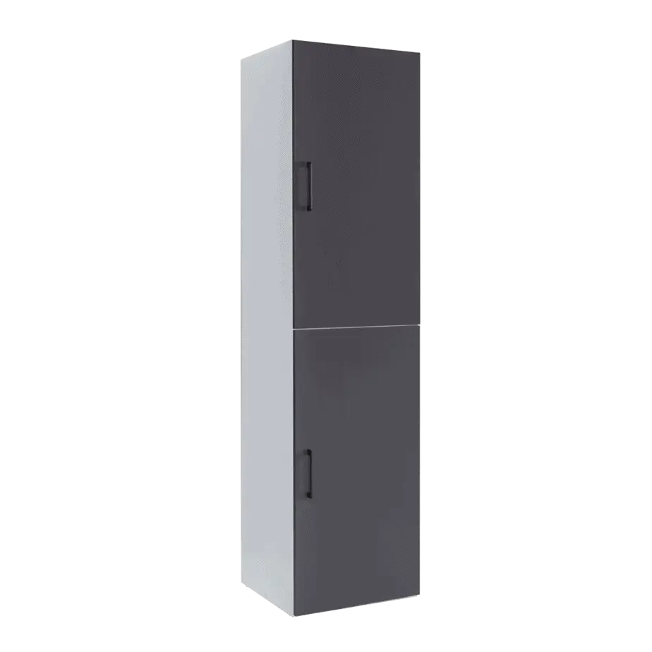 Armoire colonne verticale 2 portes battantes (Cadre Cappuccino, Façade Anthracite, Livraison Île de France incluse)