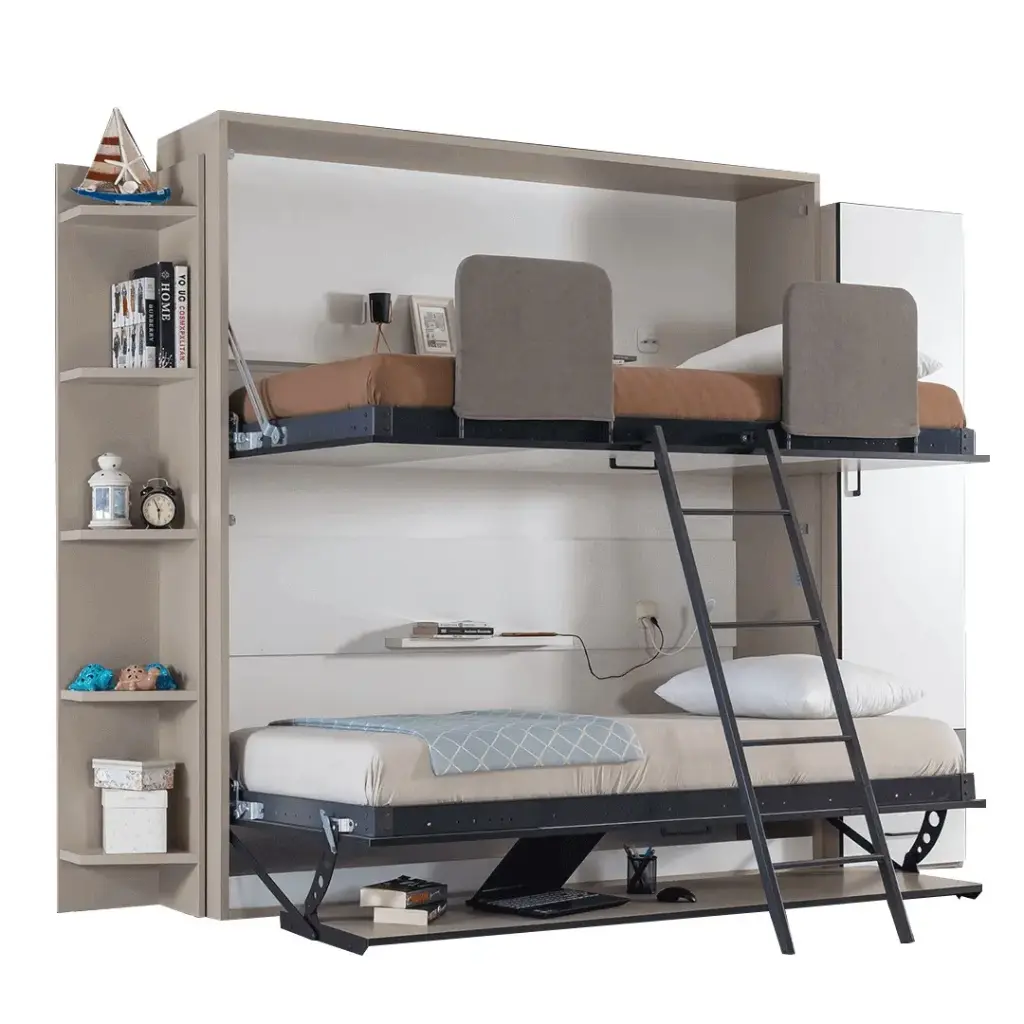 Optimales horizontales Schrankbett mit Etagenbett